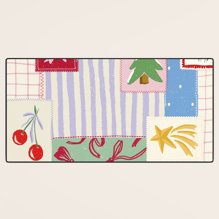 Retro christmas patch Desk Mat Gallery Image 3