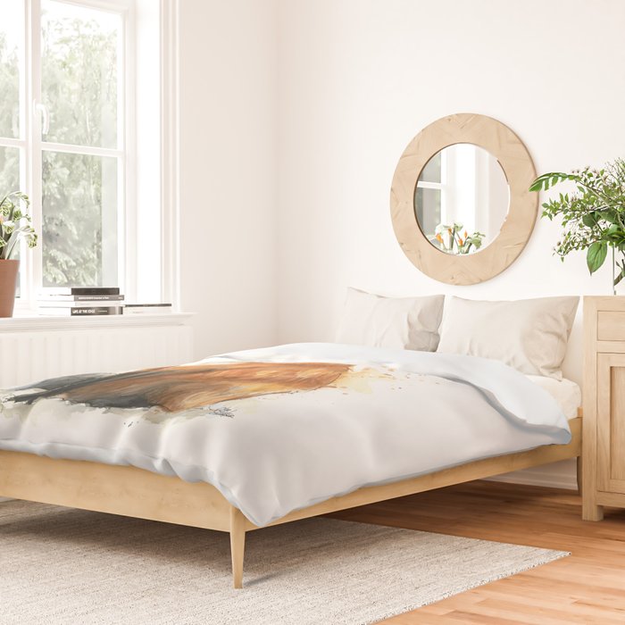 Fox Watercolor Red Fox Painting Duvet Cover Gallery Image 2