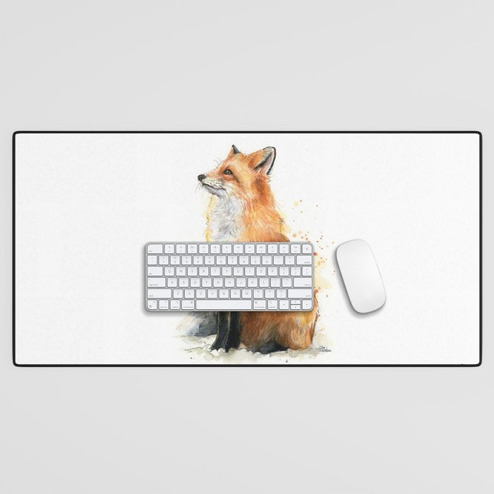 Fox Watercolor Red Fox Painting Desk Mat Gallery Image 1