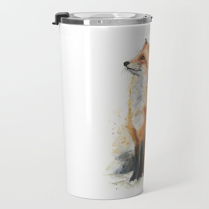 Fox Watercolor Red Fox Painting Travel Mug Gallery Image 3