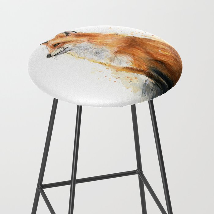 Fox Watercolor Red Fox Painting Stool Gallery Image 2