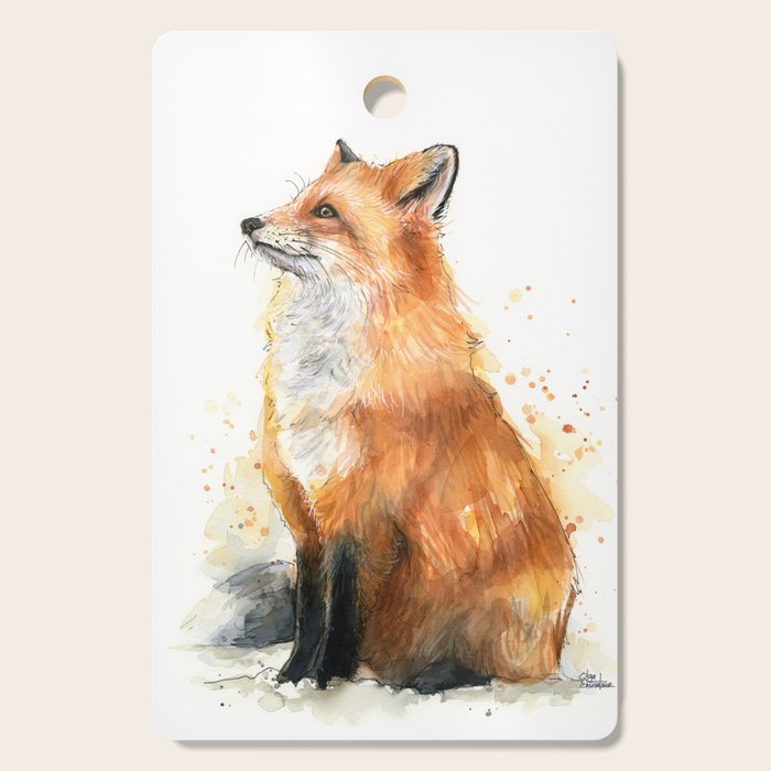 Fox Watercolor Red Fox Painting Cutting Board Gallery Image 1