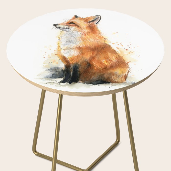 Fox Watercolor Red Fox Painting Side Table Gallery Image 2