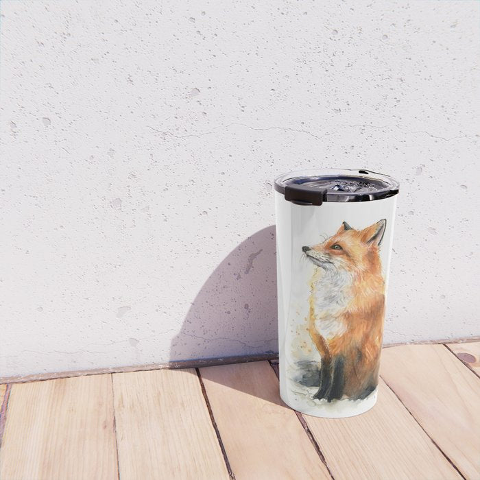 Fox Watercolor Red Fox Painting Travel Mug Gallery Image 4