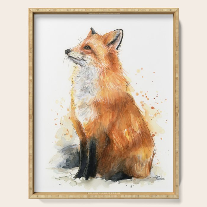 Fox Watercolor Red Fox Painting Serving Tray Gallery Image 1