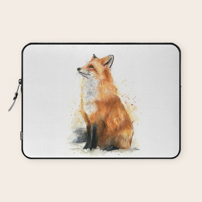 Fox Watercolor Red Fox Painting Laptop Sleeve Gallery Image 1