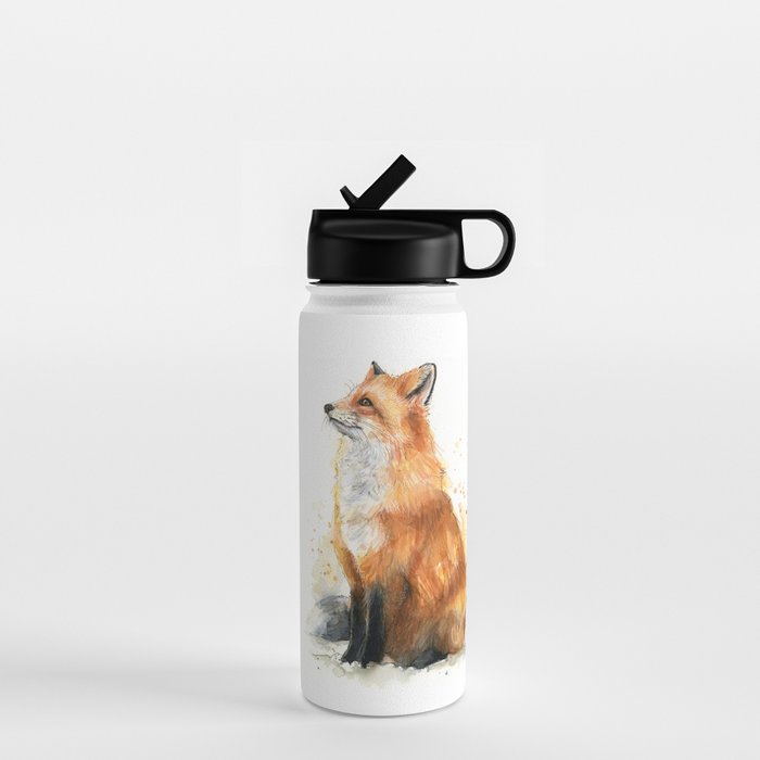 Fox Watercolor Red Fox Painting Water Bottle Gallery Image 1
