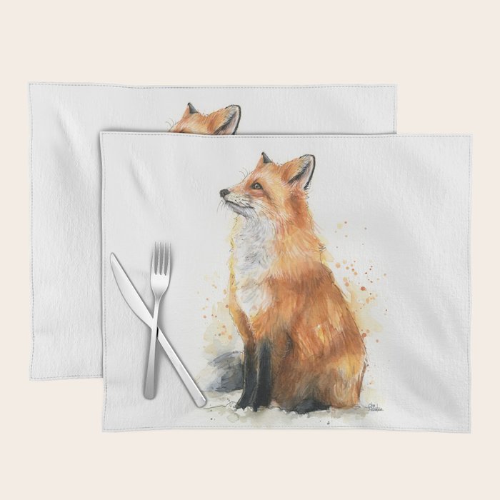 Fox Watercolor Red Fox Painting Placemat Gallery Image 1