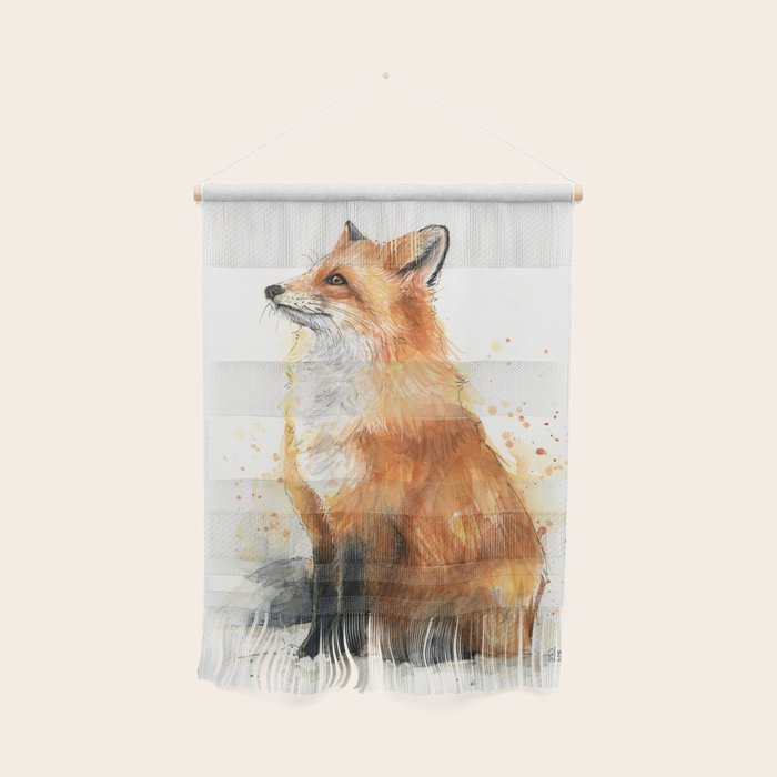 Fox Watercolor Red Fox Painting Wall Hanging Gallery Image 1