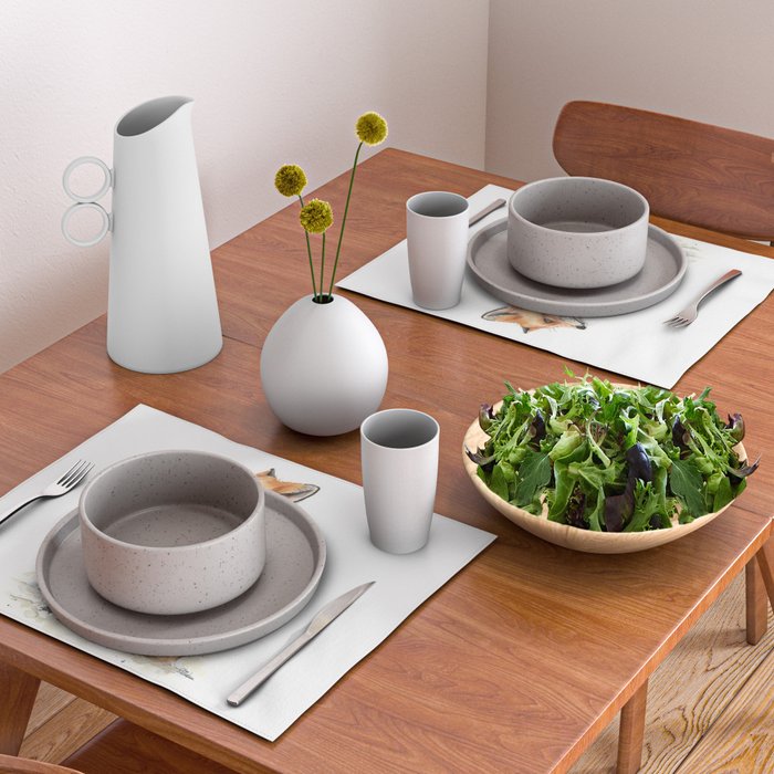 Fox Watercolor Red Fox Painting Placemat Gallery Image 2