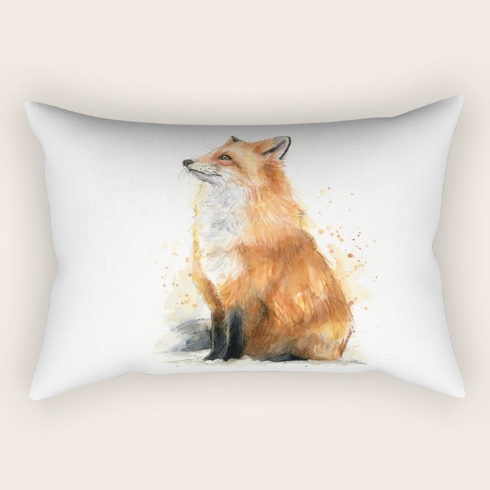 Fox Watercolor Red Fox Painting Rectangular Pillow Gallery Image 2