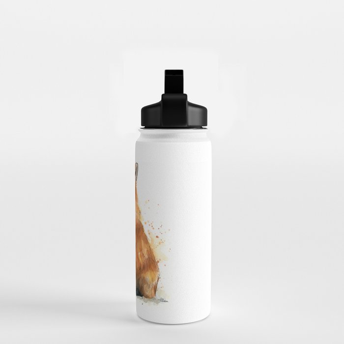 Fox Watercolor Red Fox Painting Water Bottle Gallery Image 2