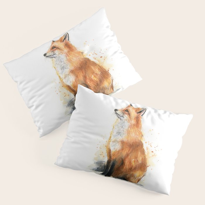 Fox Watercolor Red Fox Painting Pillow Sham Gallery Image 1