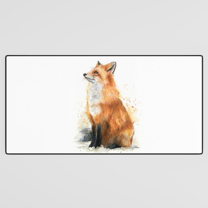 Fox Watercolor Red Fox Painting Desk Mat Gallery Image 3