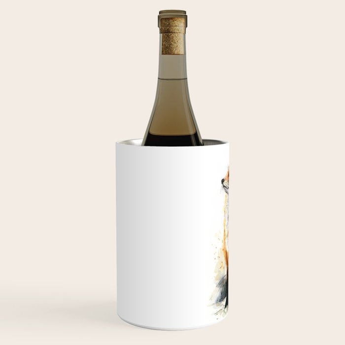 Fox Watercolor Red Fox Painting Wine Chiller Gallery Image 2