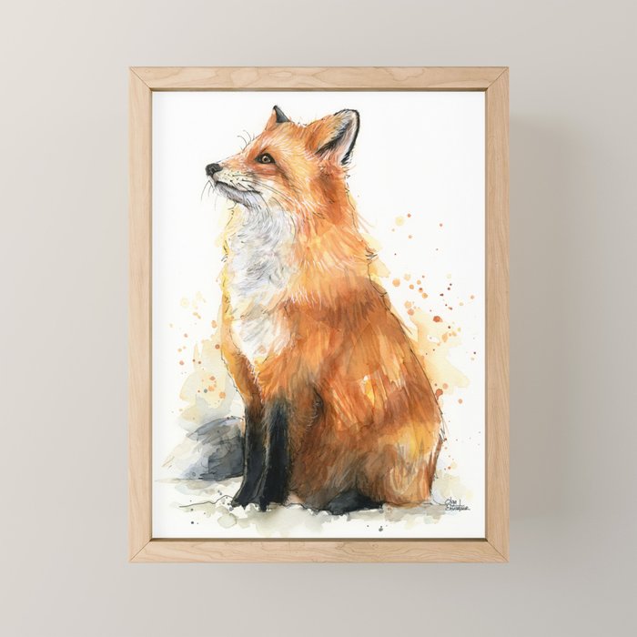 Fox Watercolor Red Fox Painting Mini Art Print Gallery Image 1