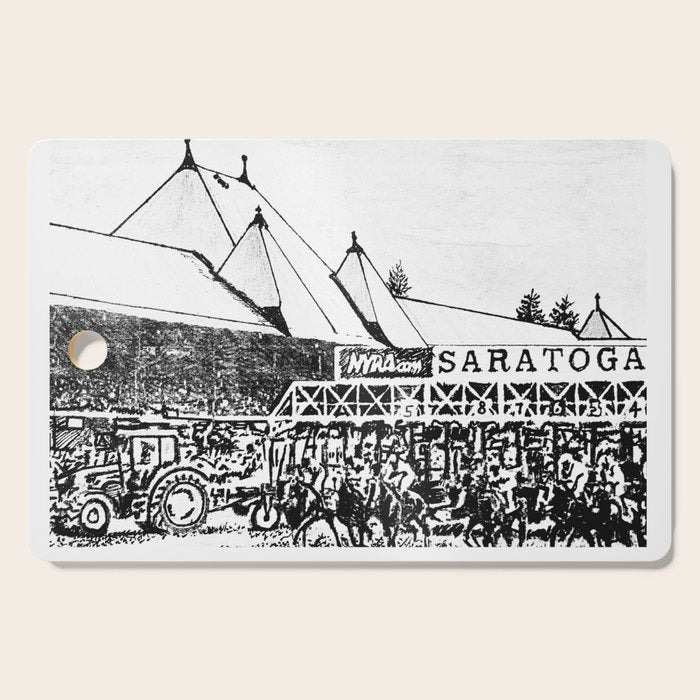 "The Starting Gate" Saratoga Springs Race Course Track Cutting Board Gallery Image 1