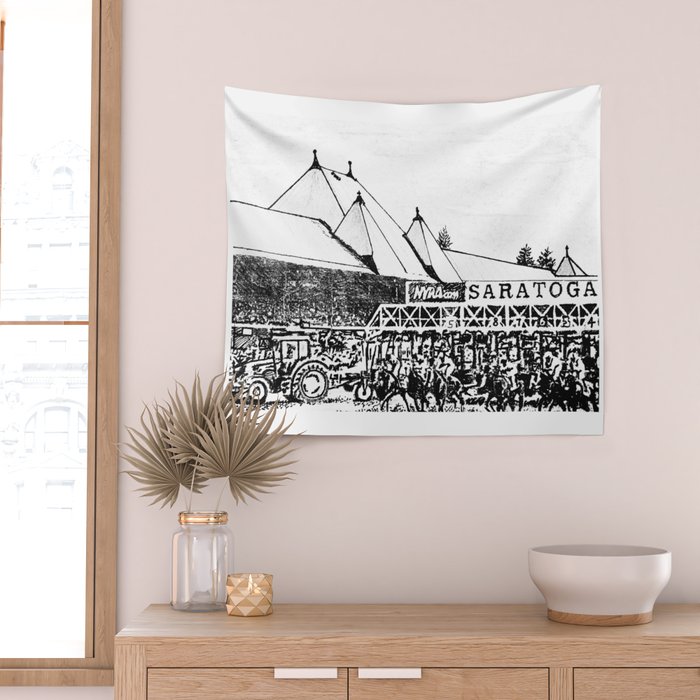 "The Starting Gate" Saratoga Springs Race Course Track Wall Tapestry Gallery Image 2