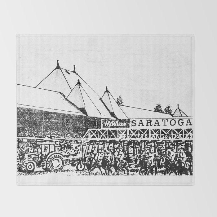 "The Starting Gate" Saratoga Springs Race Course Track Throw Blanket Gallery Image 2