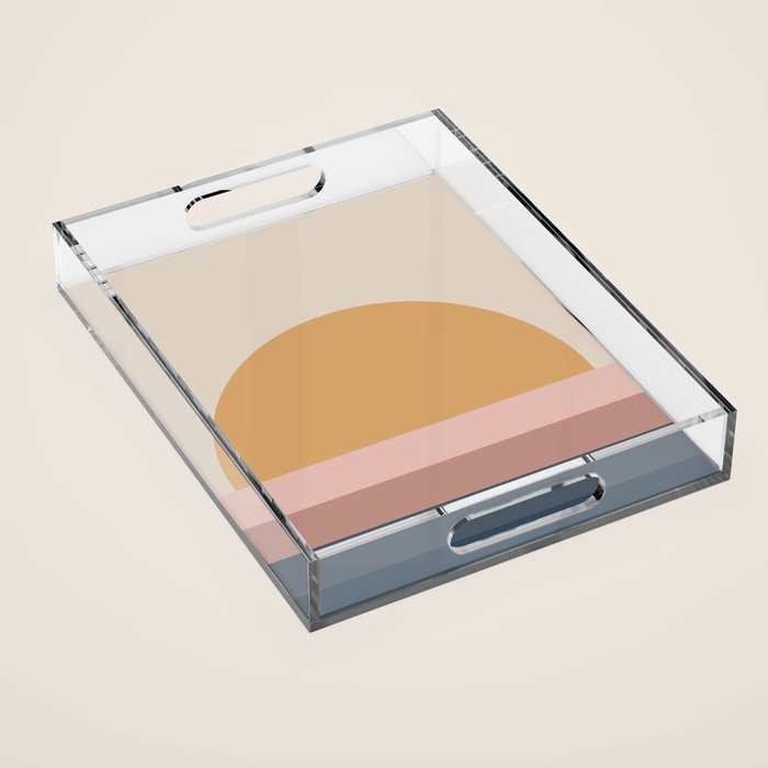 Minimal Retro Sunset - Earthy Neutral Acrylic Tray Gallery Image 1