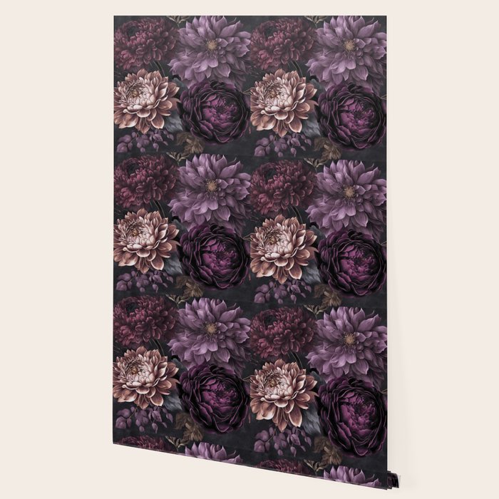 Moody Flowers Burgundy Purple Pink Wallpaper Gallery Image 2