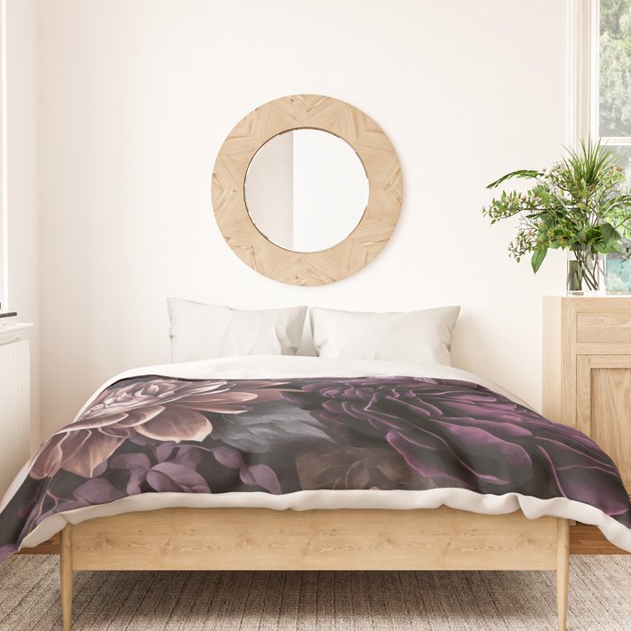 Moody Flowers Burgundy Purple Pink Duvet Cover Gallery Image 3