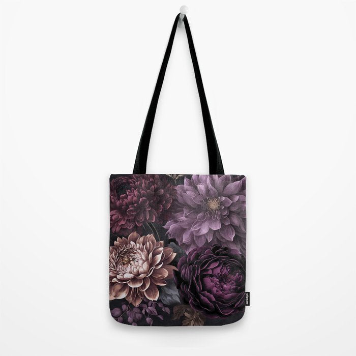Moody Flowers Burgundy Purple Pink Tote Bag Gallery Image 2