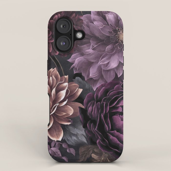 Moody Flowers Burgundy Purple Pink iPhone Case Gallery Image 1