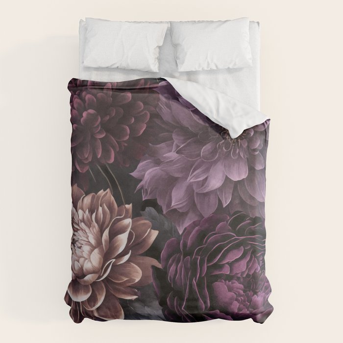 Moody Flowers Burgundy Purple Pink Duvet Cover Gallery Image 1