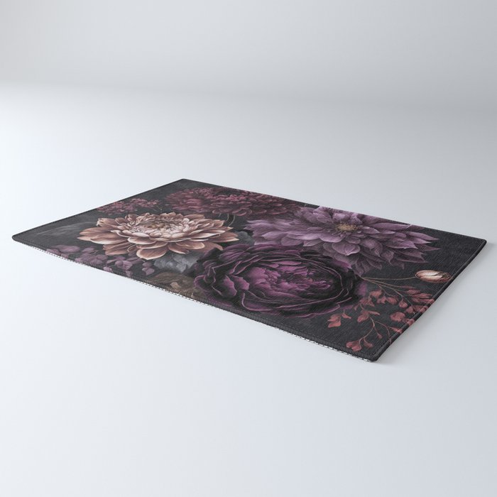 Moody Flowers Burgundy Purple Pink Rug Gallery Image 3