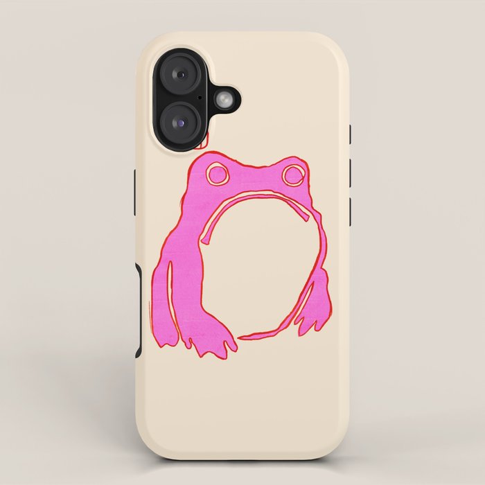 Pink Grumpy Frog iPhone Case Gallery Image 1