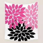 Bold Colorful Hot Pink Black Dahlia Flower Burst Petals Wall Tapestry Gallery Image 4