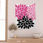 Bold Colorful Hot Pink Black Dahlia Flower Burst Petals Wall Tapestry Gallery Image 2