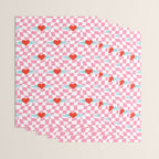 Red love heart checkered pattern Wrapping Paper Gallery Image 3