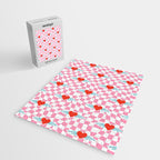 Red love heart checkered pattern Jigsaw Puzzle Gallery Image 2