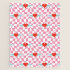 Red love heart checkered pattern Jigsaw Puzzle Gallery Image 1