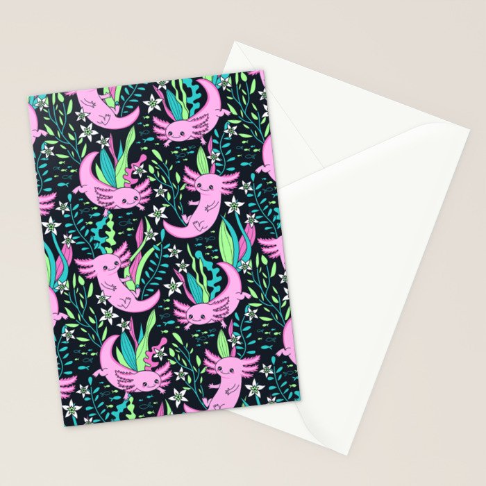 Swimming Axolotls Stationery Card Gallery Image 2