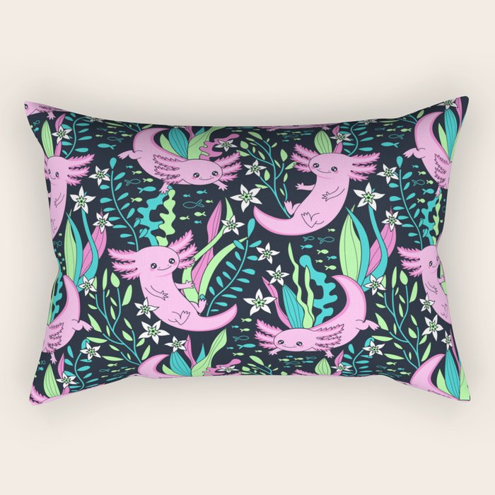 Swimming Axolotls Rectangular Pillow Gallery Image 1