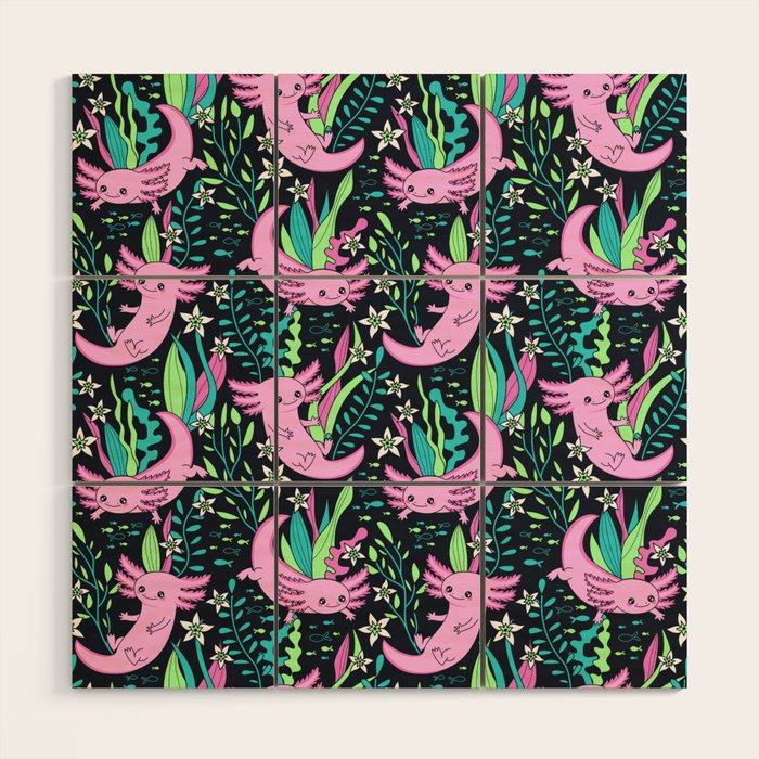 Swimming Axolotls Wood Wall Art Gallery Image 1