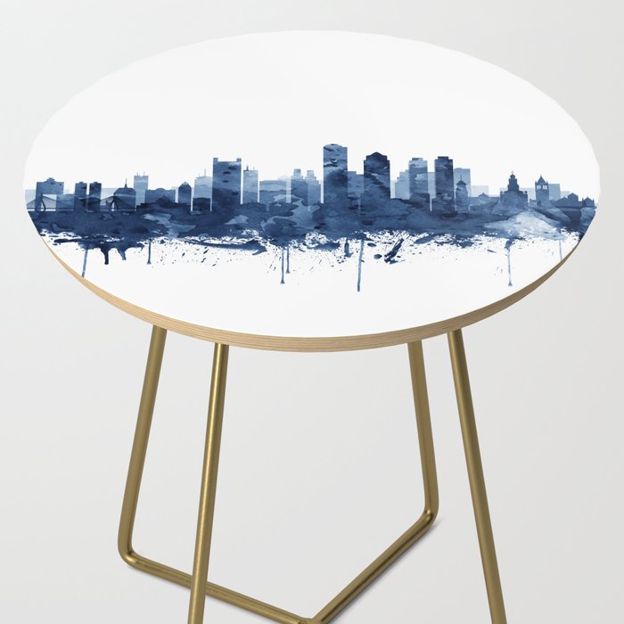 Boston Skyline Watercolor Blue, Art Print By Synplus Side Table Gallery Image 2
