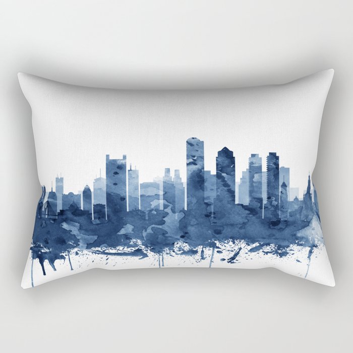 Boston Skyline Watercolor Blue, Art Print By Synplus Rectangular Pillow Gallery Image 2