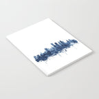 Boston Skyline Watercolor Blue, Art Print By Synplus Notebook Gallery Image 2