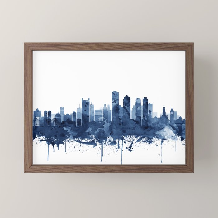 Boston Skyline Watercolor Blue, Art Print By Synplus Mini Art Print Gallery Image 2