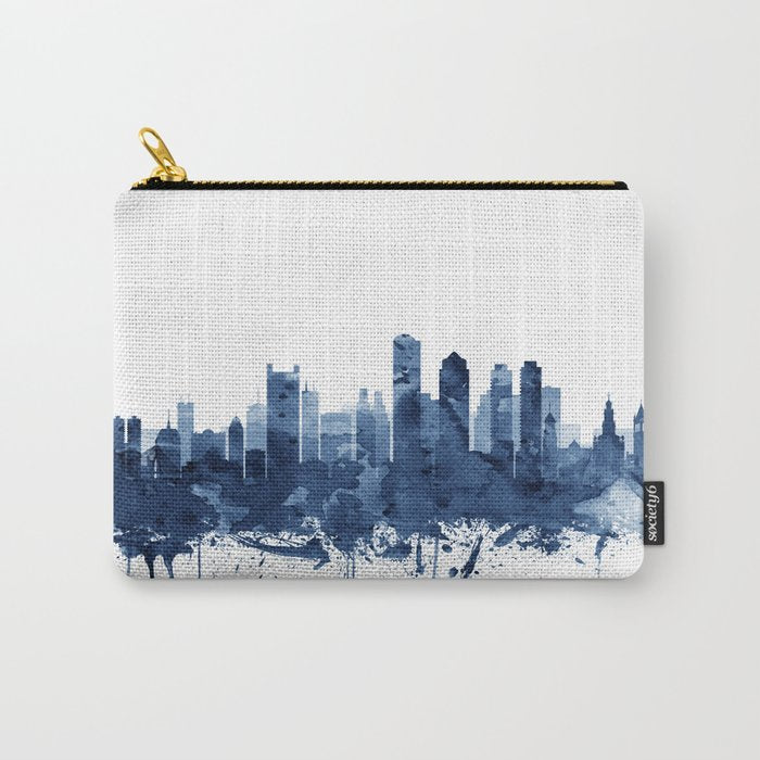 Boston Skyline Watercolor Blue, Art Print By Synplus Carry All Pouch Gallery Image 1