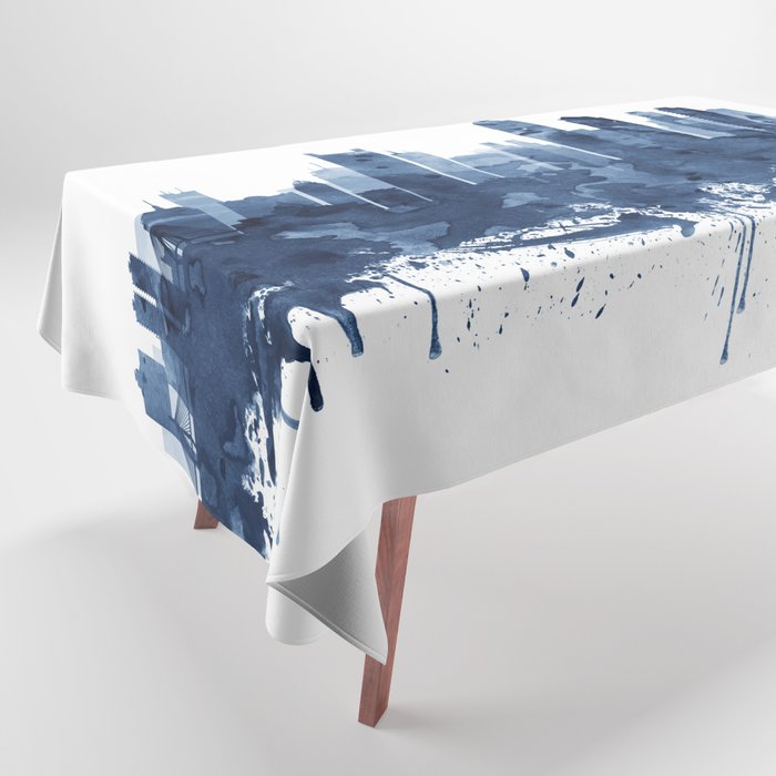 Boston Skyline Watercolor Blue, Art Print By Synplus Tablecloth Gallery Image 1