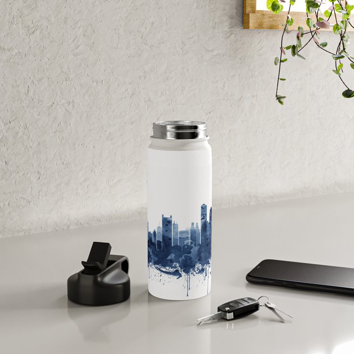 Boston Skyline Watercolor Blue, Art Print By Synplus Water Bottle Gallery Image 4