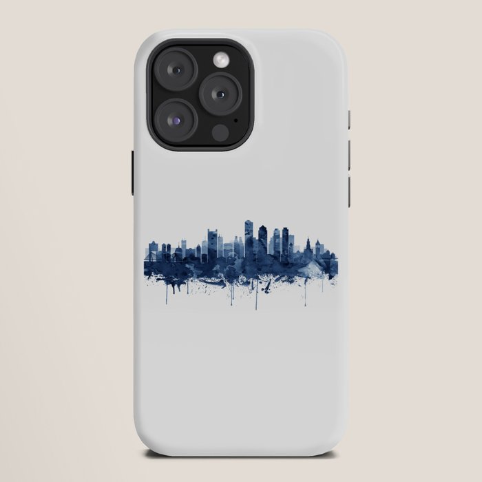 Boston Skyline Watercolor Blue, Art Print By Synplus iPhone Case Gallery Image 12