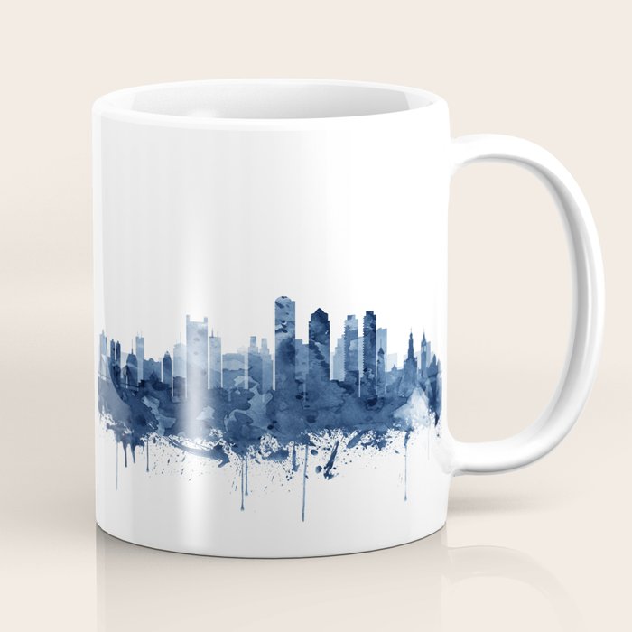 Boston Skyline Watercolor Blue, Art Print By Synplus Coffee Mug Gallery Image 1