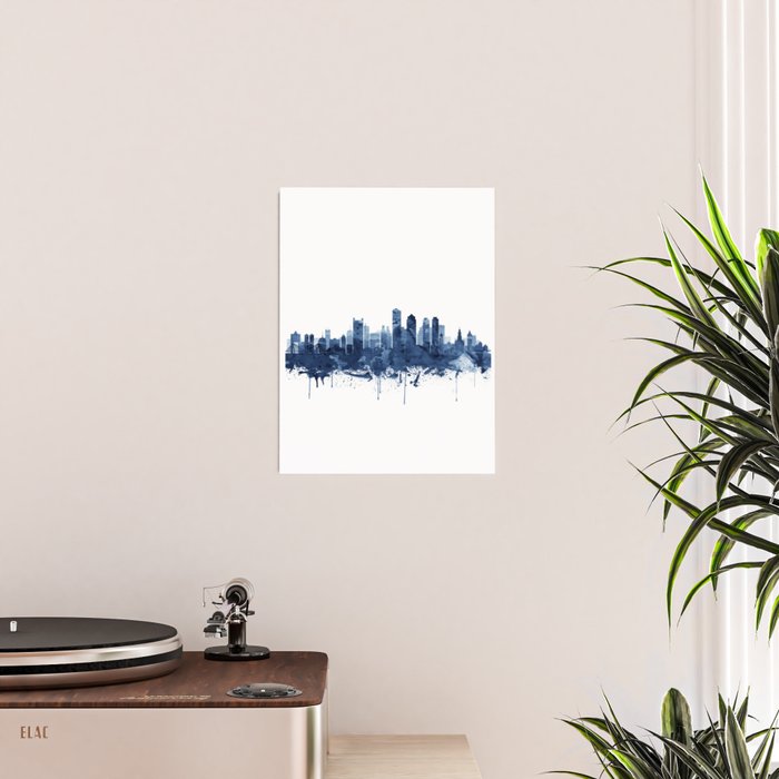 Boston Skyline Watercolor Blue, Art Print By Synplus Poster Gallery Image 2