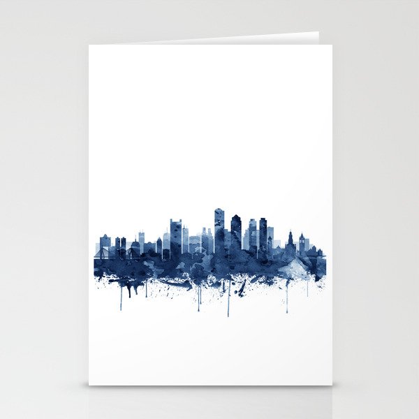 Boston Skyline Watercolor Blue, Art Print By Synplus Stationery Card Gallery Image 1